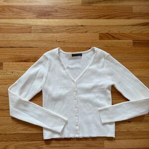 Brandy Melville ribbed cream cardigan size XS